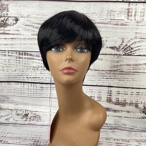 Bio Shag Tapered Wig #1 Jet Black Heat Safe Adjustable Synthetic